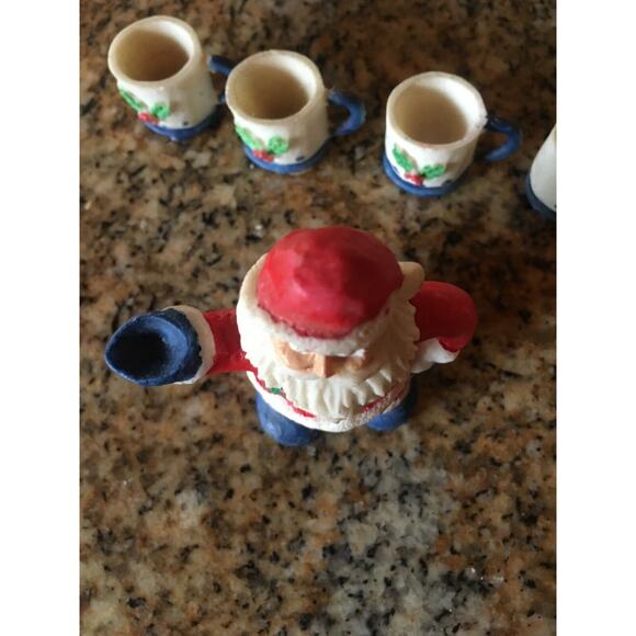 Miniature Santa Claus Christmas Xmas Sleigh Winter Tea Set Vintage - Picture 8 of 11